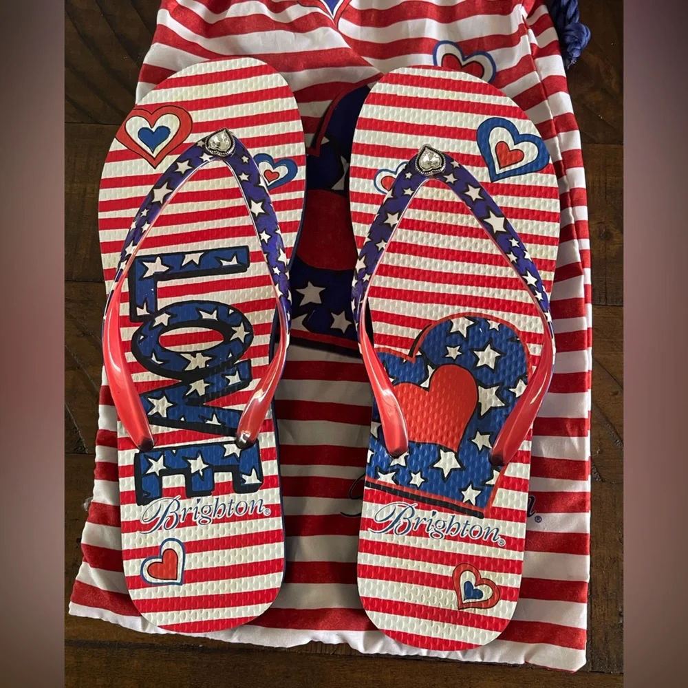 Brighton Patriotic Flip Flops size 7 - Picture 1 of 6